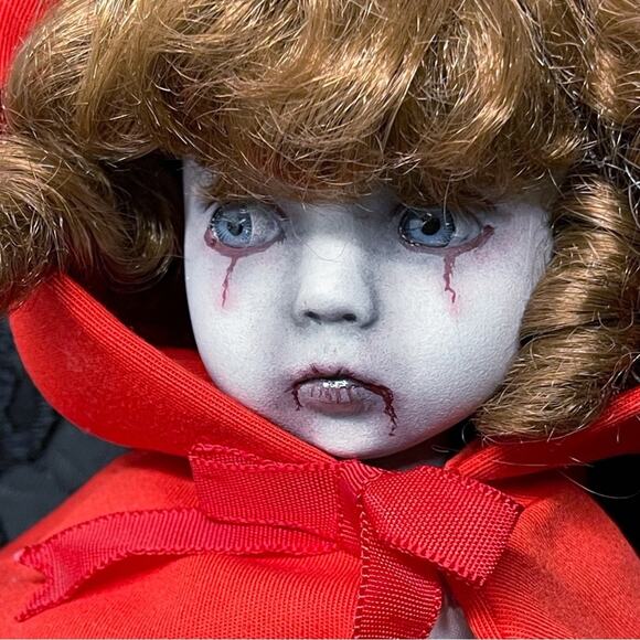 OOAK Creepy Odd 14” Little Red Riding Hood Scary Halloween Horror Art Doll - Picture 2 of 13